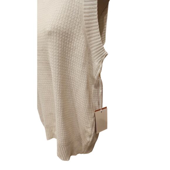 NWT Cyrus L large sweater vest high neck white old money knit textured preppy - Picture 4 of 8